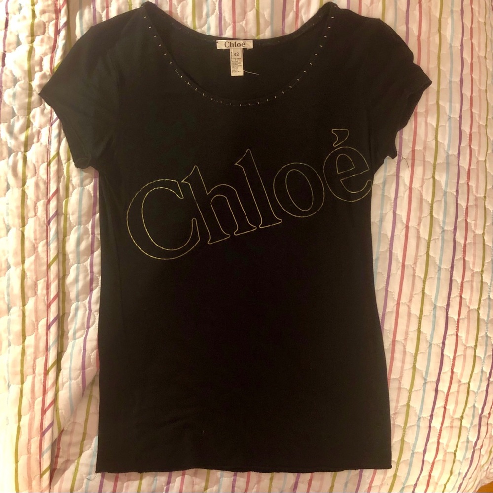 Chloé black casual short-sleeve shirt tee XS/S